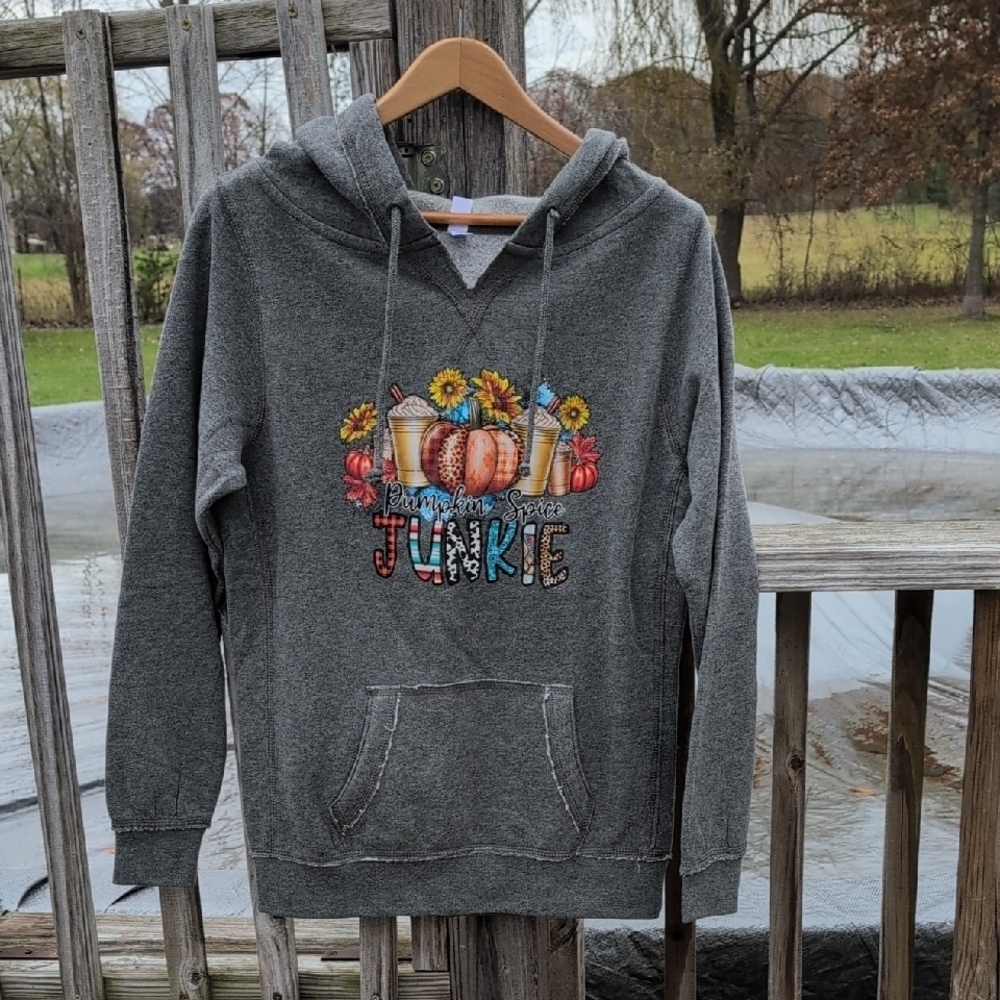 Gray Hoodie with Fall Graphic